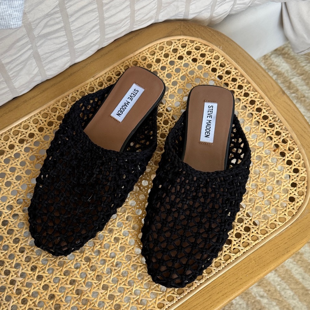 Steve Madden Black Mesh Women's Mules